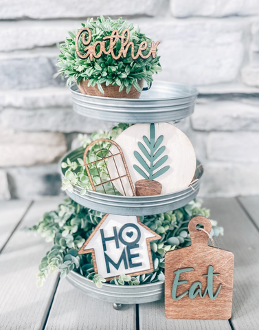 home wood tiered tray decor cutouts