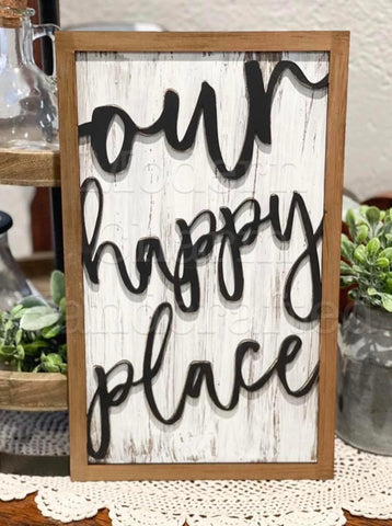 our happy place wood sign decor
