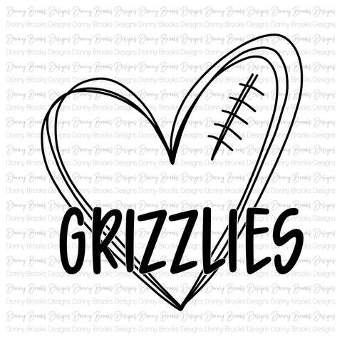 Grizzlies football heart digital download