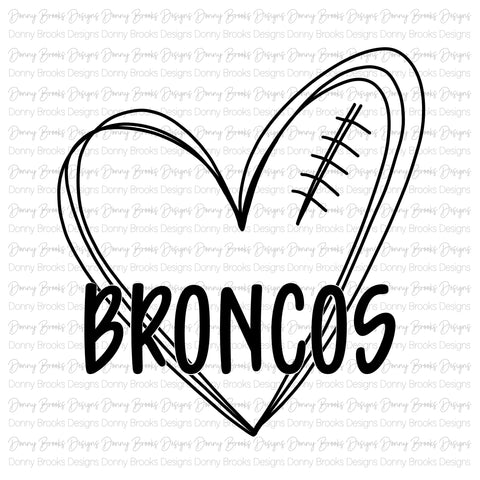 Broncos football heart digital download