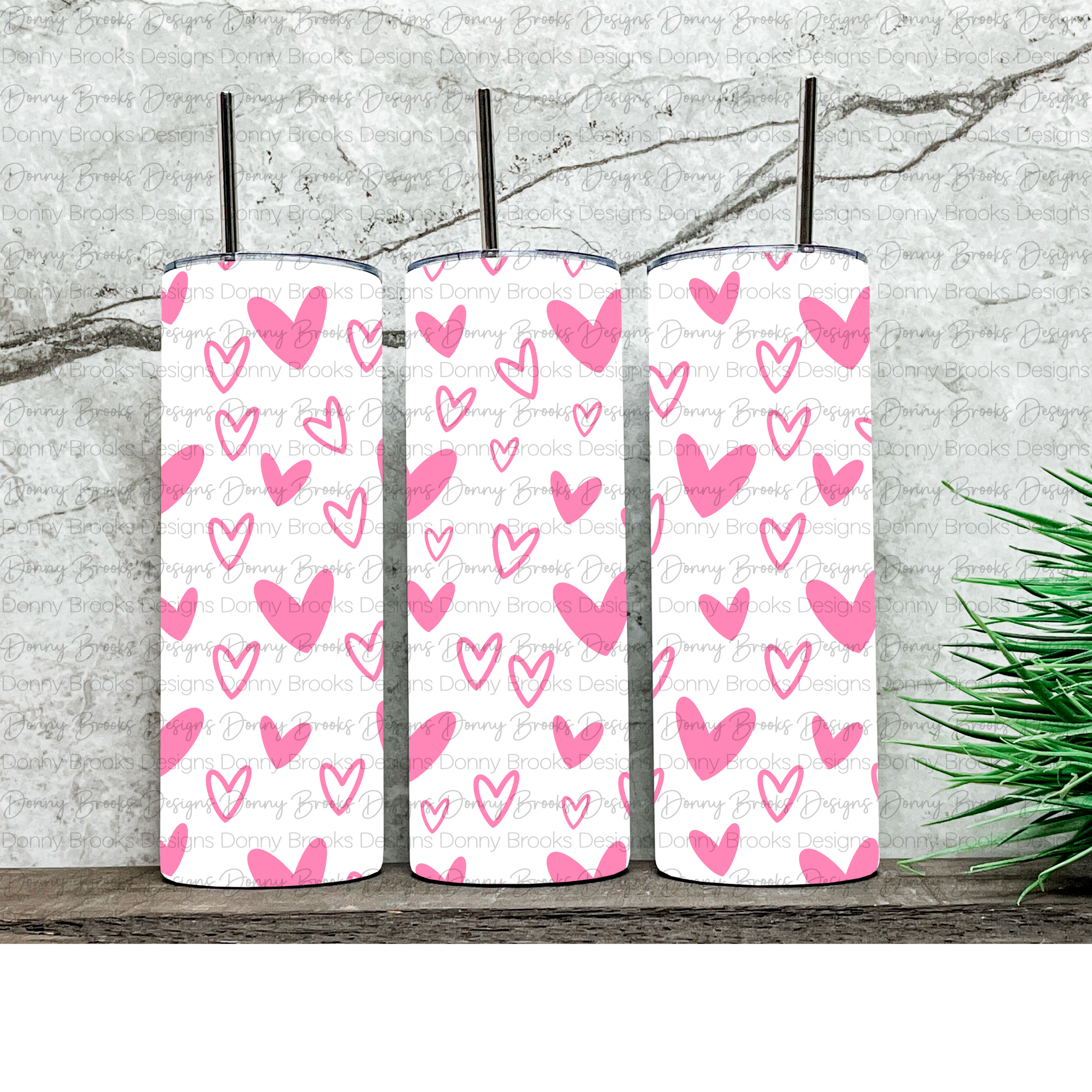 Pink heart tumbler digital download