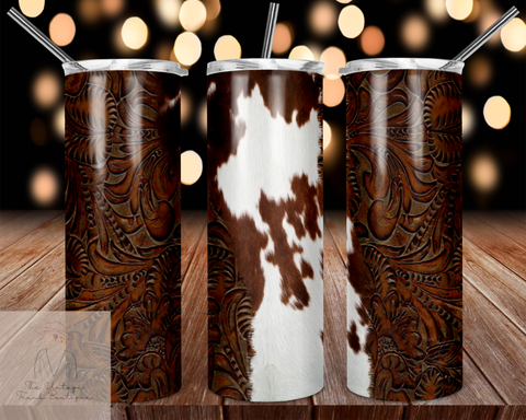cowhide tooled leather | tumbler sublimation transfers